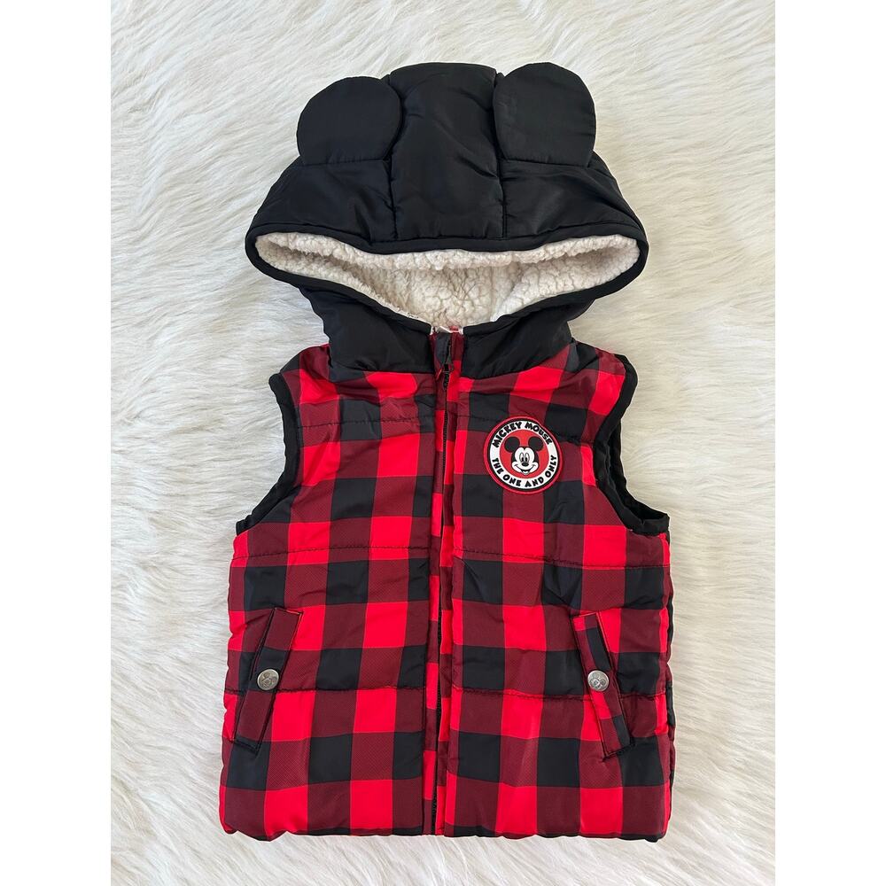 Toddler Boy Bundle Mickey Fleece Lined Zip Vest Nike Red Hoodie Sweatshirt 3T - Picture 2 of 7